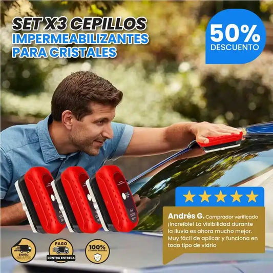 Cepillo Impermeable para Cristales - Pack de 3