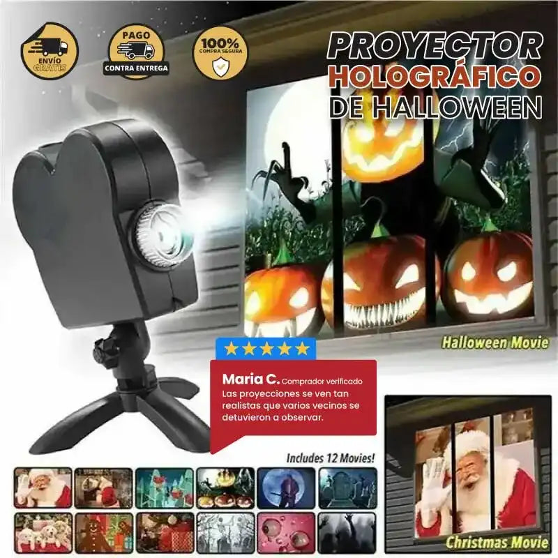 Proyector Holográfico para Fiesta de Halloween y Navidad