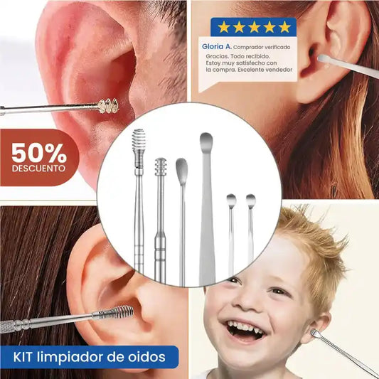 Kit Limpiador de Oídos Acero - Mejora Audición e Higiene 50% Descuento